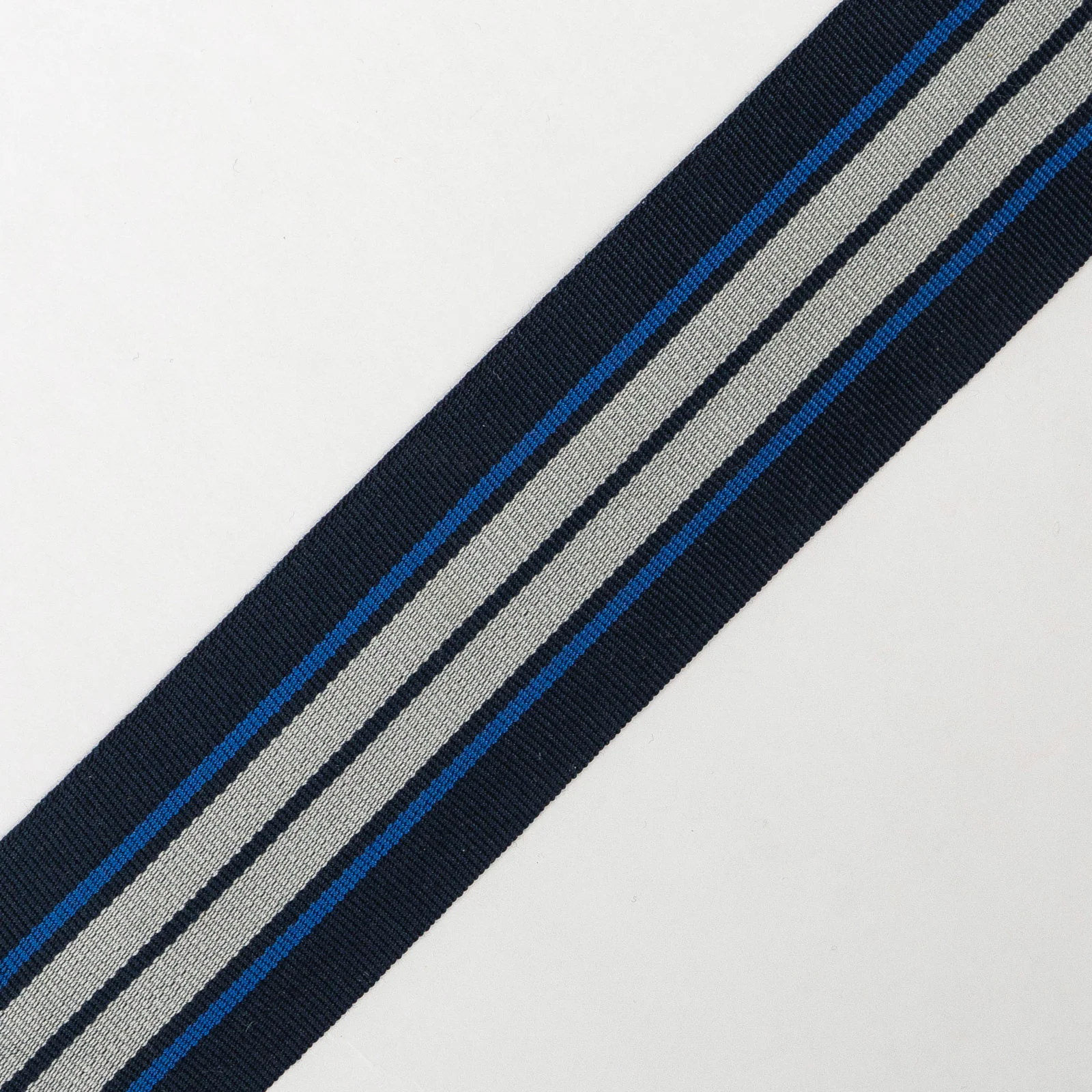 Φωτογραφία προϊόντος: Grosgrain Tape Striped Dark Blue - Raf Blue - Light Grey 3.8 Cm