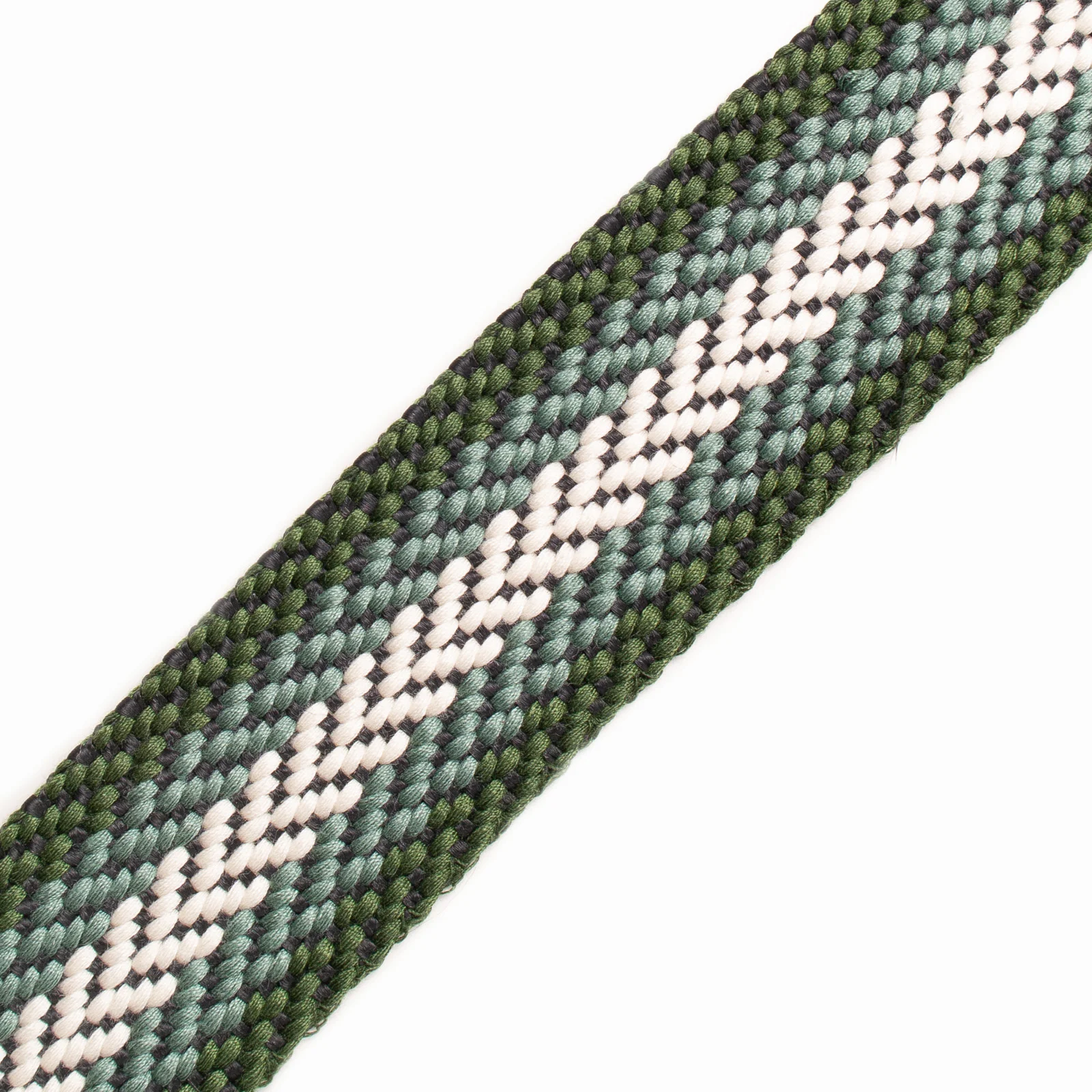 Φωτογραφία προϊόντος: Tape Belt Herringbone Woven Pine Green - Forest Green - Cream Koralli 4 Cm