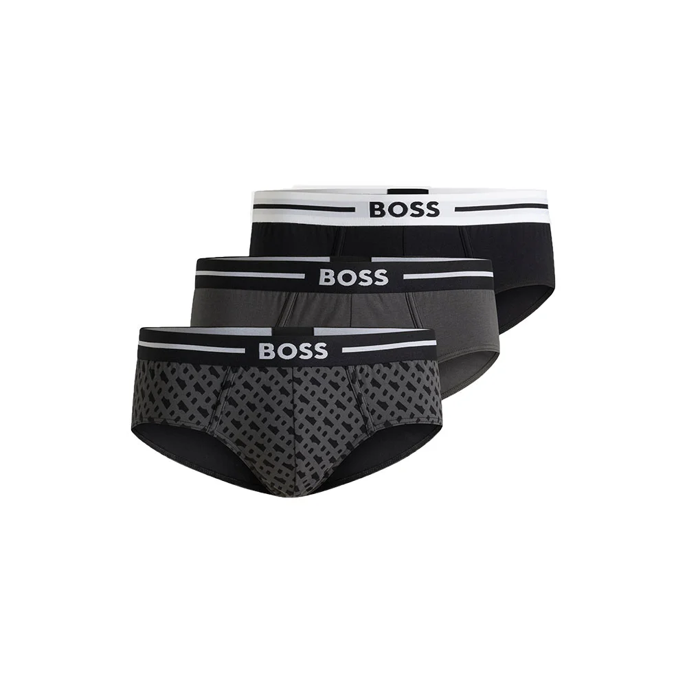 Φωτογραφία προϊόντος: Ανδρικό Slip Cotton Stretch 3pack BOSS 50531706-980 Γκρι Μαύρο