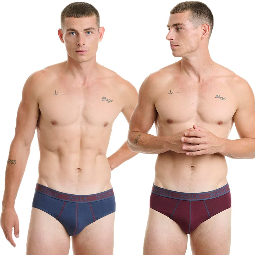 Φωτογραφία προϊόντος: Ανδρικό Βαμβακερό Slip 2pack Walk W1757_0327 Μπλε Σκούρο Γκρενά