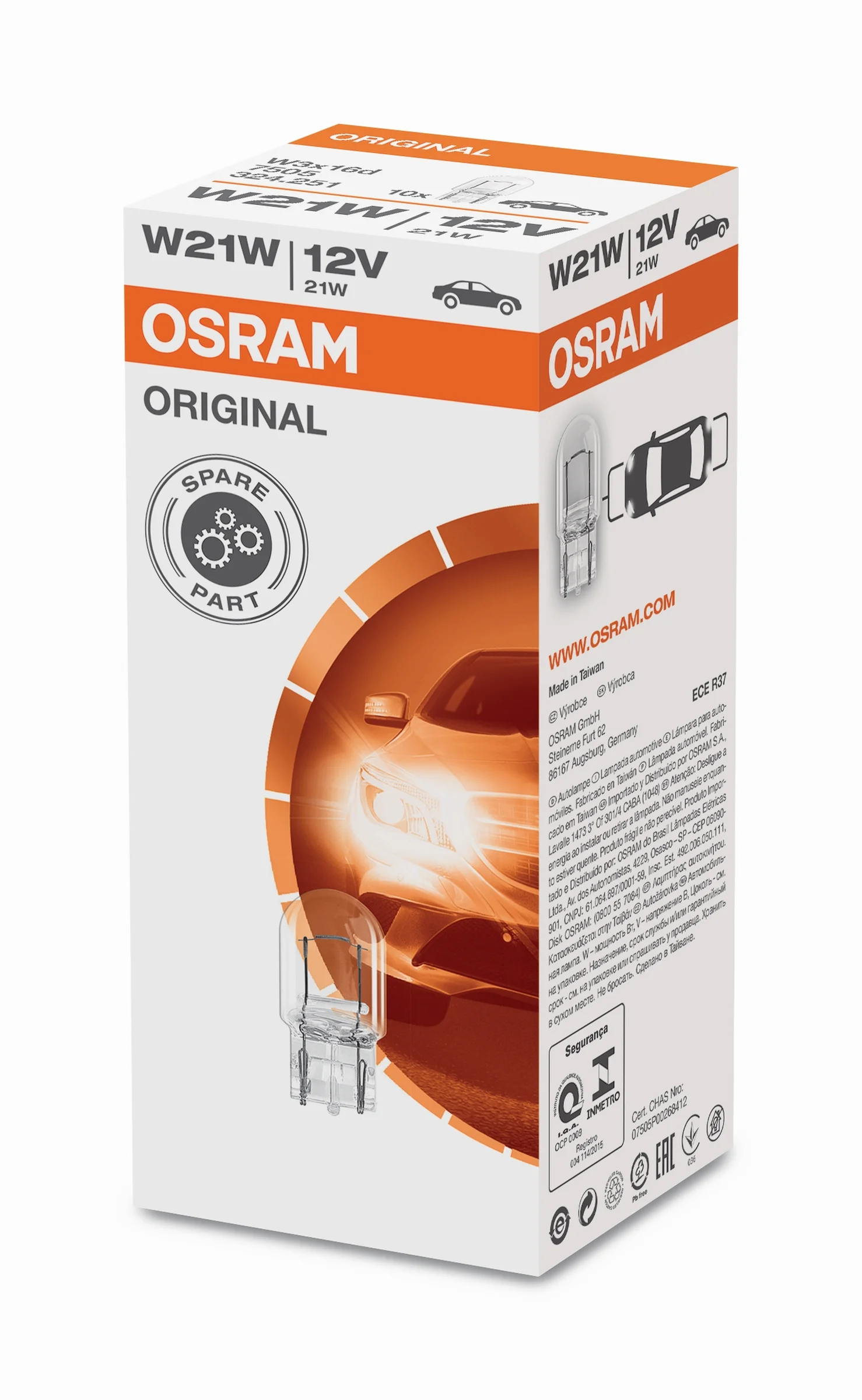 Φωτογραφία προϊόντος: OSRAM W21W 12V 21W W3x16d Original Line (7505) 1τμχ