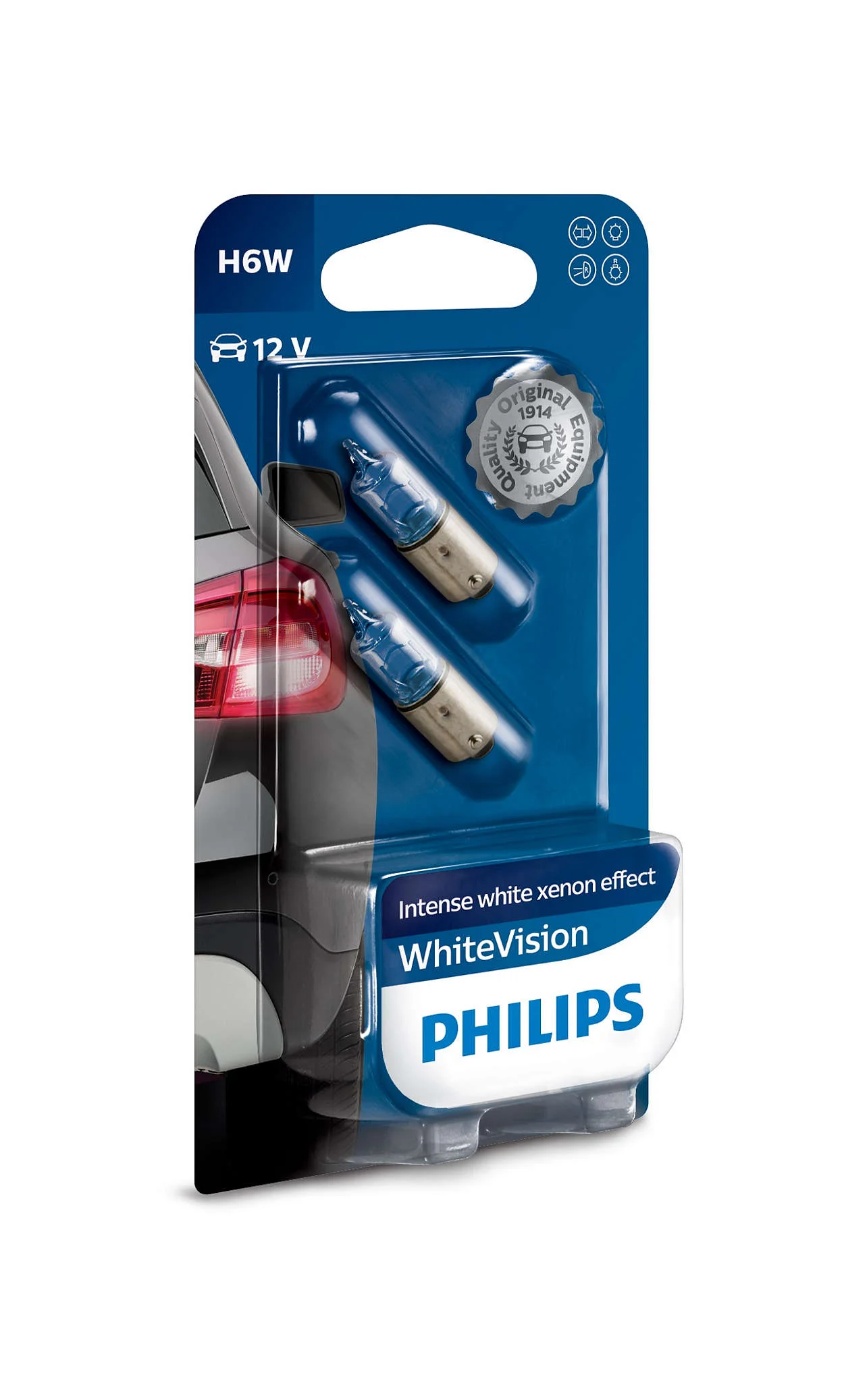 Φωτογραφία προϊόντος: PHILIPS H6W 12V 6W BAX9s WhiteVision Xenon Effect (12036WHVB2) 2τμχ
