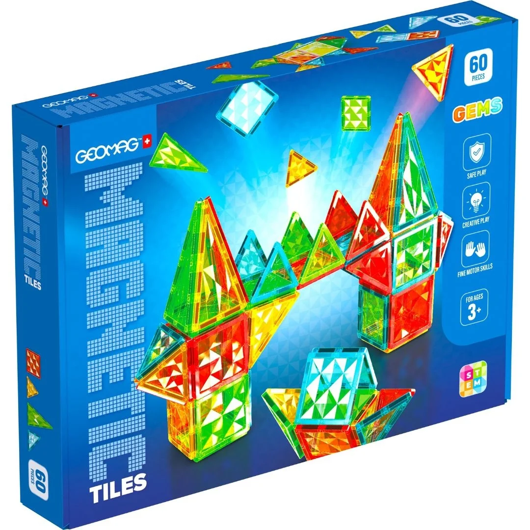 Φωτογραφία προϊόντος: 224.103.00 Geomag Magnetic Tiles Gems 60 Τεμάχια