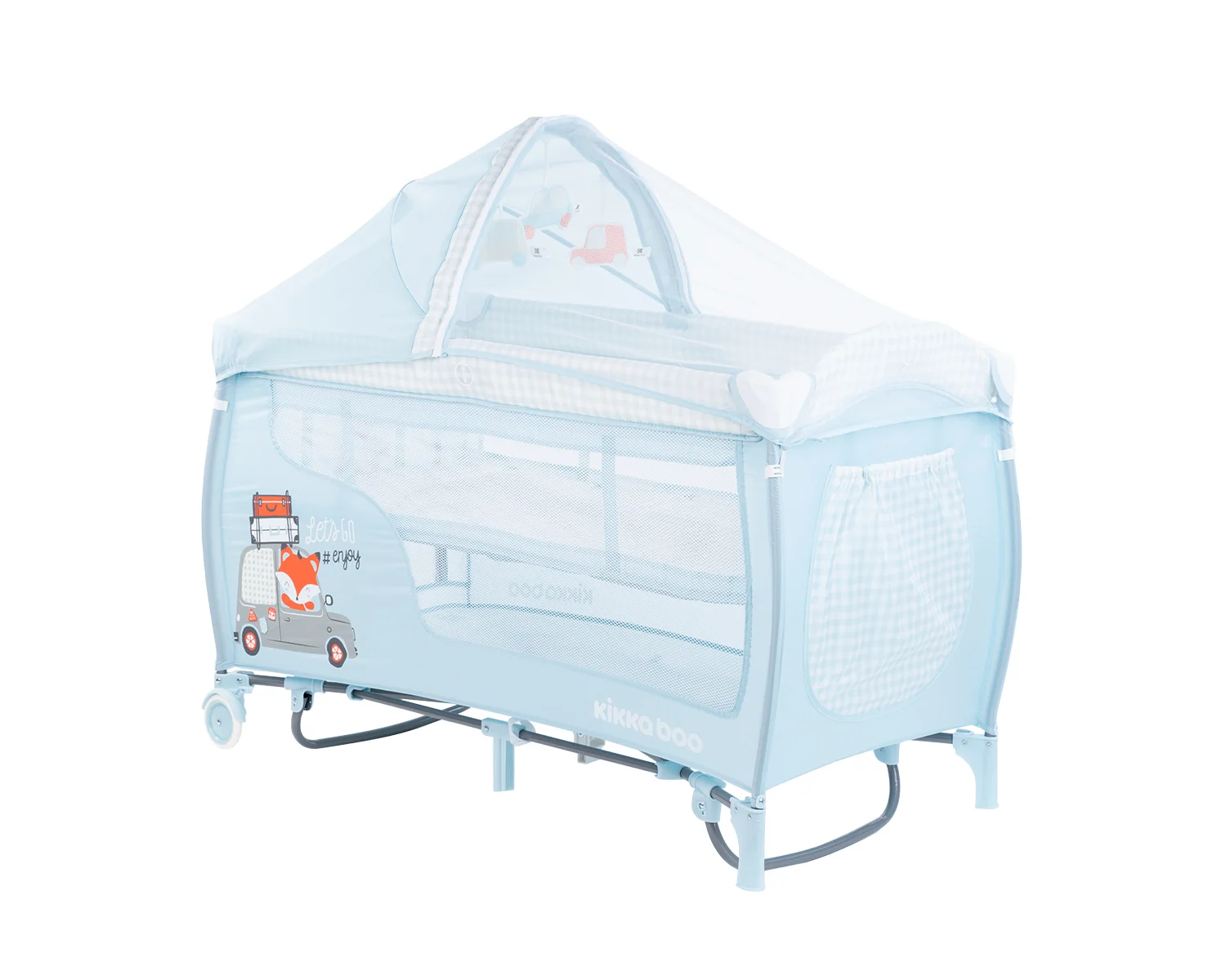 Φωτογραφία προϊόντος: Kikka Boo - Baby cot 2 levels Dolce Sonno PLUS Blue Foxy - 31003010081