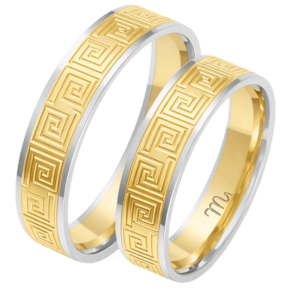 Φωτογραφία προϊόντος: fenixjewelry Βέρες Διχρωμες Τετραγωνη Γκρεκα 14κ OE-89