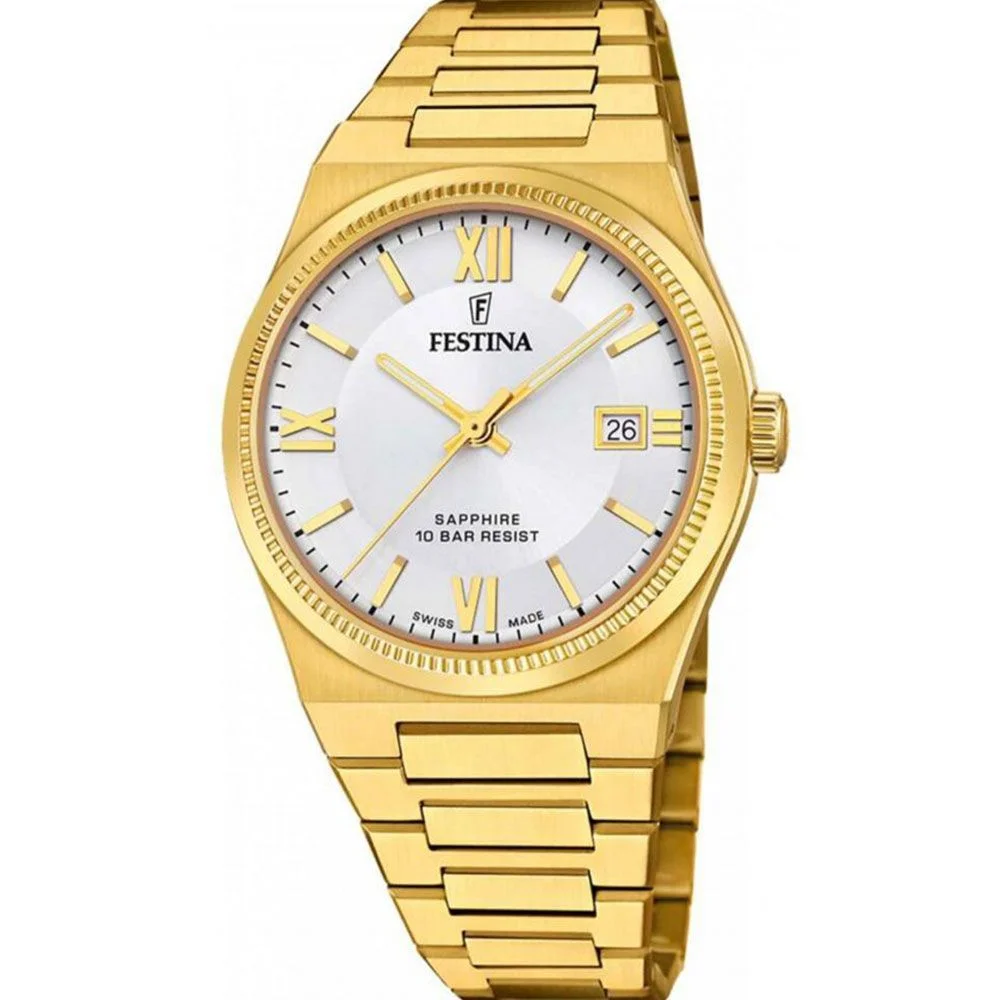 Φωτογραφία προϊόντος: Ρολόι Festina Swiss Made με χρυσό μπρασελέ F20038/1