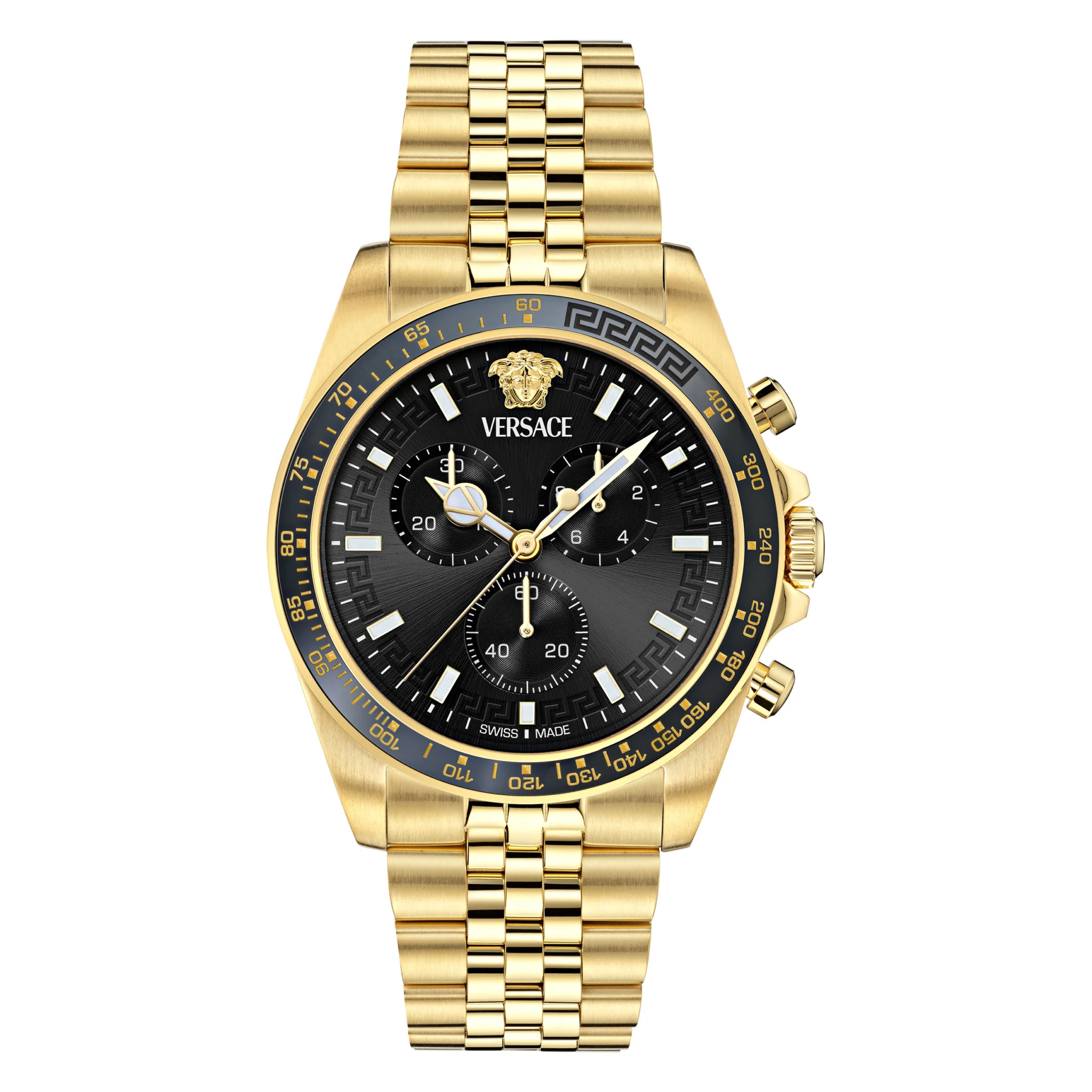 Φωτογραφία προϊόντος: VERSACE GRECA CHRONO WAVE Gold Stainless Steel Bracelet VE0H00525