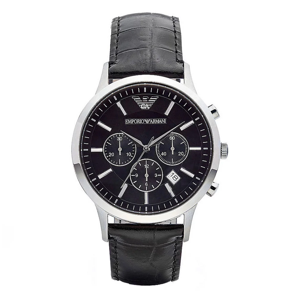 Φωτογραφία προϊόντος: EMPORIO ARMANI Chronograph Black Leather Strap AR2447