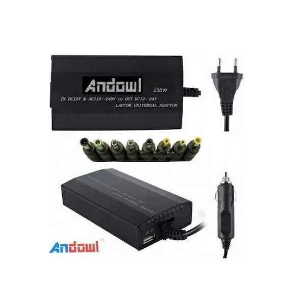 Φωτογραφία προϊόντος: OEM Andowl Universal Φορτιστής Laptop 120W 24V με Αποσπώμενο Καλώδιο Τροφοδοσίας και με σετ βυσμάτων