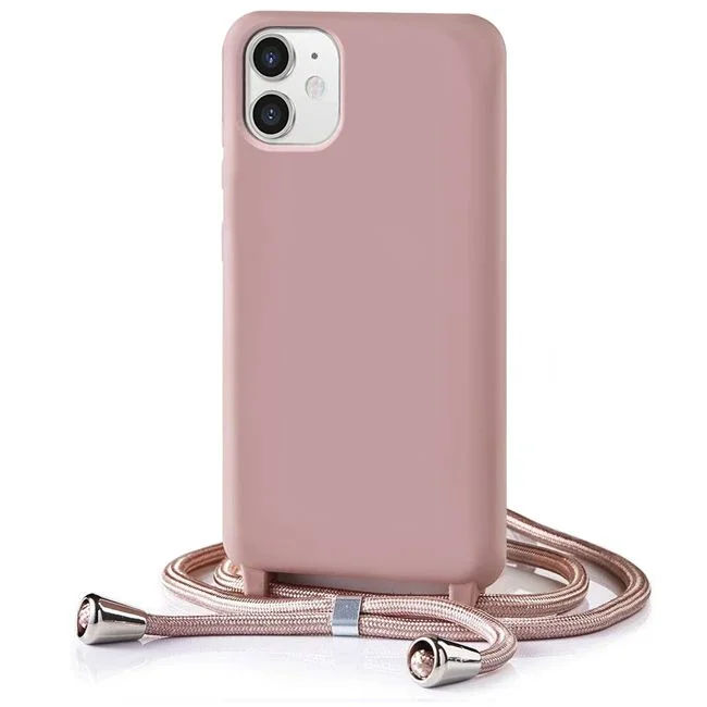 Φωτογραφία προϊόντος: Θήκη Orso Soft TPU Κορδόνι Dusty Rose iPhone 12/ 12 Pro