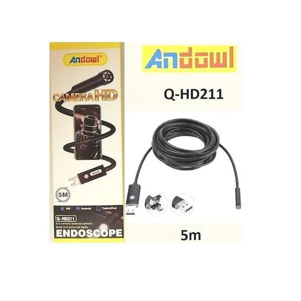 Φωτογραφία προϊόντος: Andowl Q-HD211 Ενδοσκοπική Κάμερα με Ανάλυση 1280x720 pixels και Καλώδιο 5m