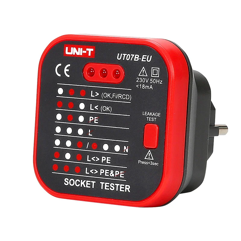 Φωτογραφία προϊόντος: UNI-T tester πρίζας UT07B-EU, 230V, 50Hz