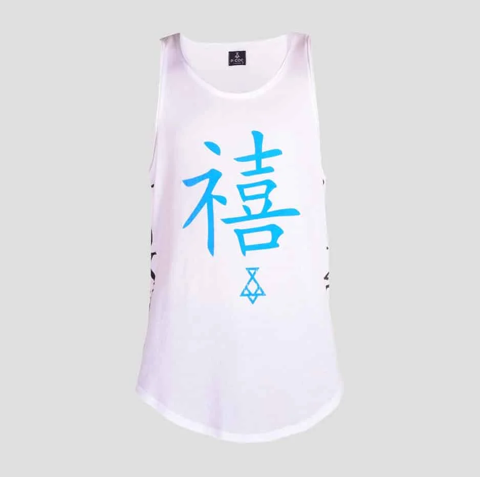 Φωτογραφία προϊόντος: Sleeveless t-shirt with blue fluo TOKYO printing