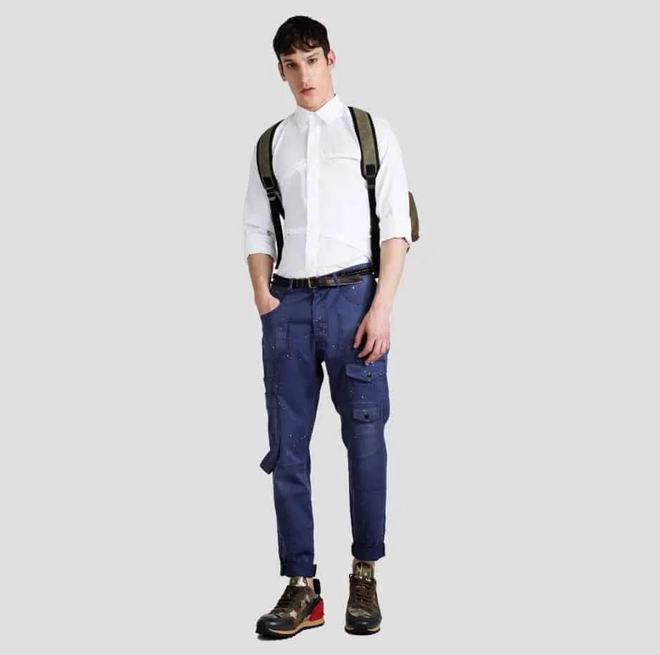 Φωτογραφία προϊόντος: Blue pants with pockets and paint splashes
