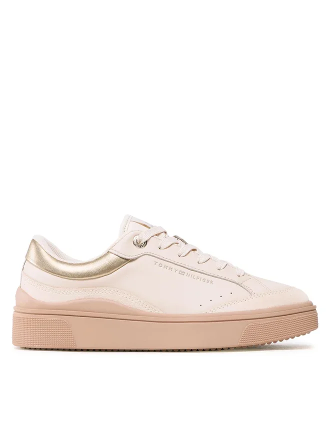 Φωτογραφία προϊόντος: ΓΥΝΑΙΚΕΙΑ SNEAKERS TOMMY HILFIGER LEATHER COURT SNEAKER SUGARCANE ΜΠΕΖ
