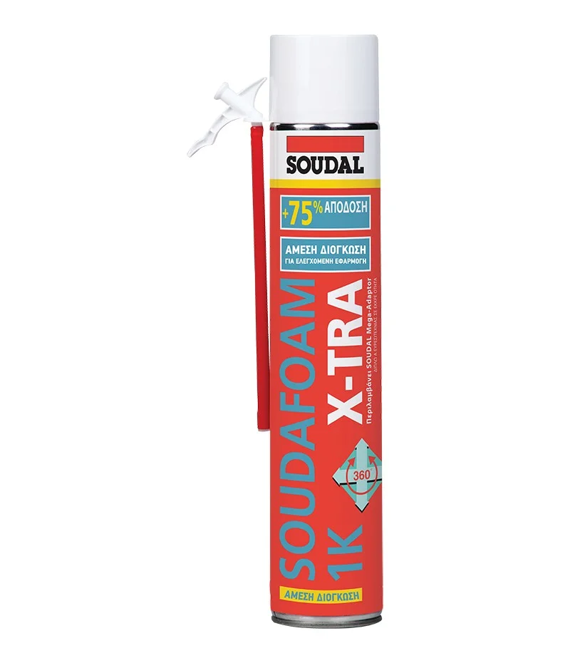 Φωτογραφία προϊόντος: Soudal Soudafoam X-TRA Αφρός Πολυουρεθάνης Χειρός Χαμηλής Διόγκωσης 750ml (22114)