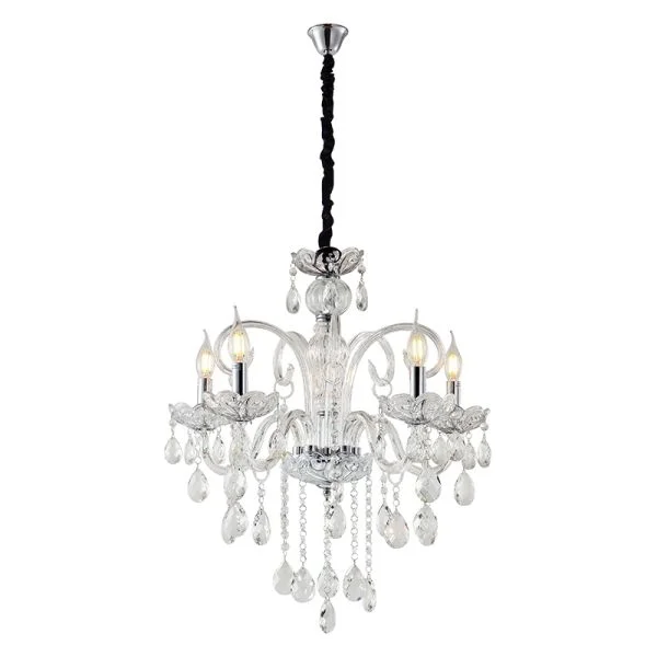 Φωτογραφία προϊόντος: Artekko Chandelier Nouli Πολυέλαιος 5φωτος Διάφανο Κρύσταλλο (60x60x60)cm