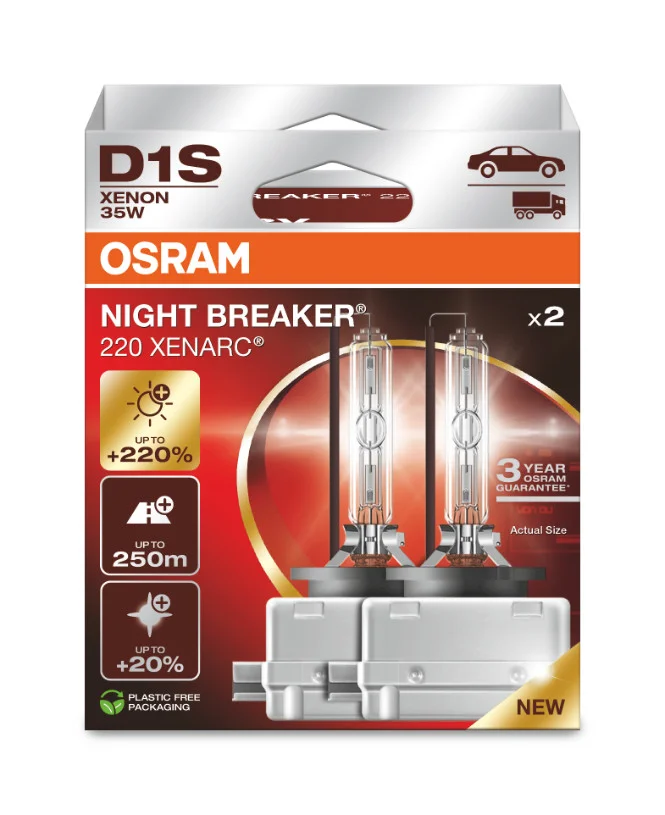 Φωτογραφία προϊόντος: D2S 12/24V 35W OSRAM XENARC® NIGHT BREAKER® LASER +220% Περισσότερο Φως 2 τμχ
