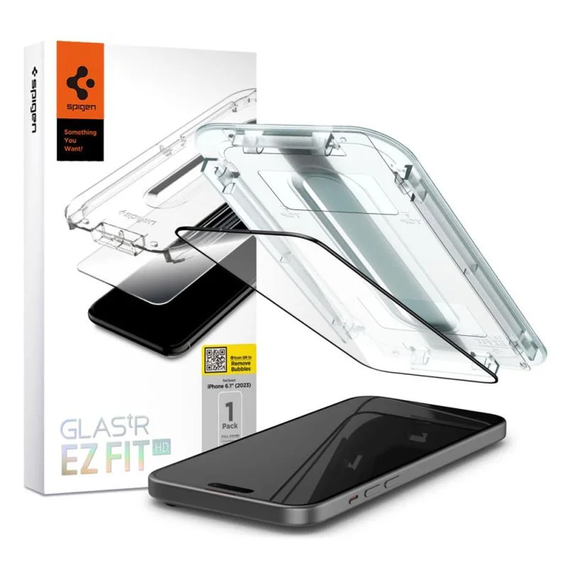 Φωτογραφία προϊόντος: Tempered Glass Full Face Spigen Glas.tR EZ-FIT Apple iPhone 15 Μαύρο