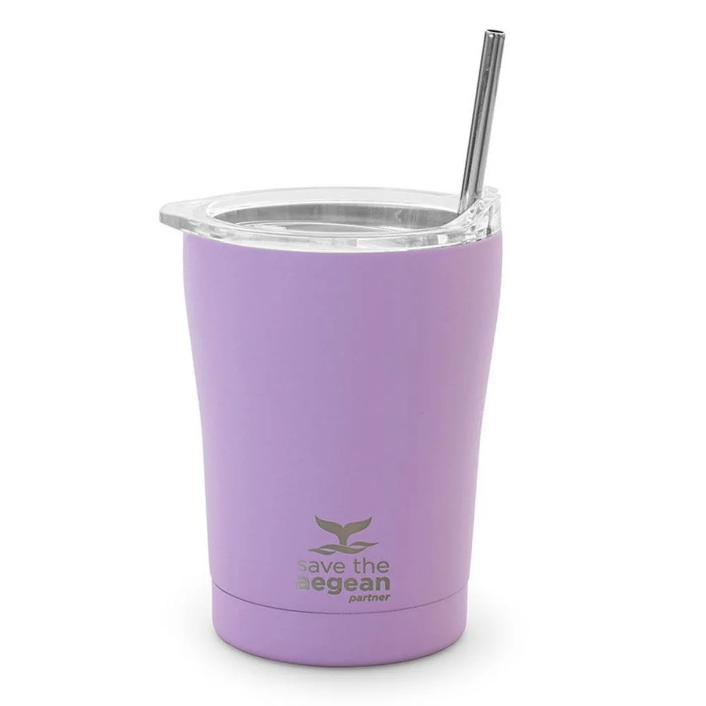 Φωτογραφία προϊόντος: Estia 01-12090 Coffee Mug Save The Aegean Ποτήρι Θερμός με Καλαμάκι Lavender Purple 350ml