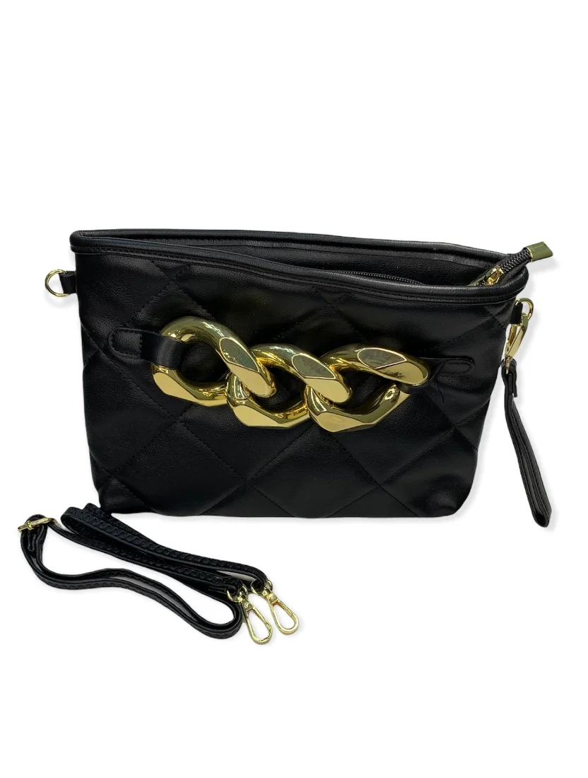 Φωτογραφία προϊόντος: ΓΥΝΑΙΚΕΙΑ ΤΣΑΝΤΑ CROSSBODY ΚΑΠΙΤΟΝΕ ΑΛΥΣΙΔΑ ΜΑΥΡΗ PU BG9013Β MONDE