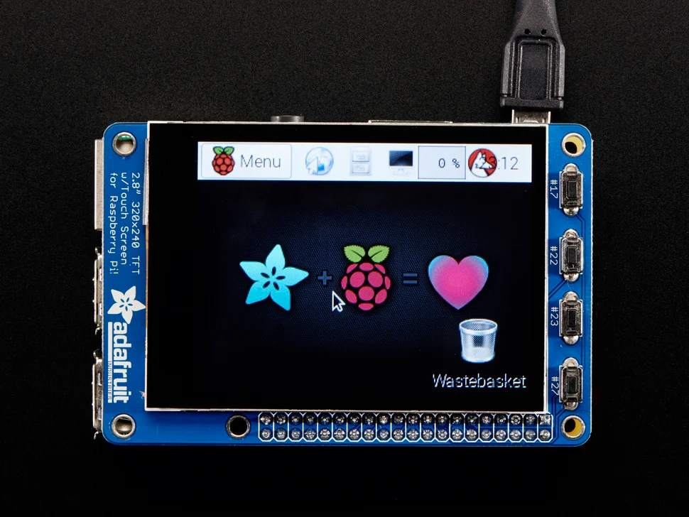 Φωτογραφία προϊόντος: Adafruit PiTFT Plus 320x240 2.8 TFT + Capacitive Touchscreen - Assembled - Pi 3, Pi 2, Model A+ / B+