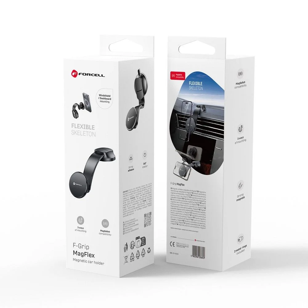 Φωτογραφία προϊόντος: . FORCELL F-Grip MagFlex car holder for phone to windshield/center console/air vent compatybile with MagSafe black