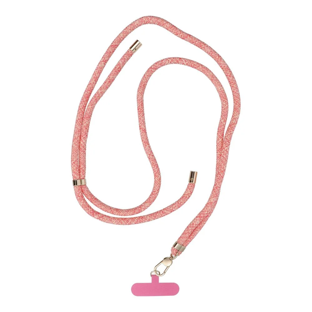 Φωτογραφία προϊόντος: SWING (8mm) pendant for the phone with adjustable length / cord length 165cm (max 82.5cm in the loop) / on the shoulder or neck - pink-white