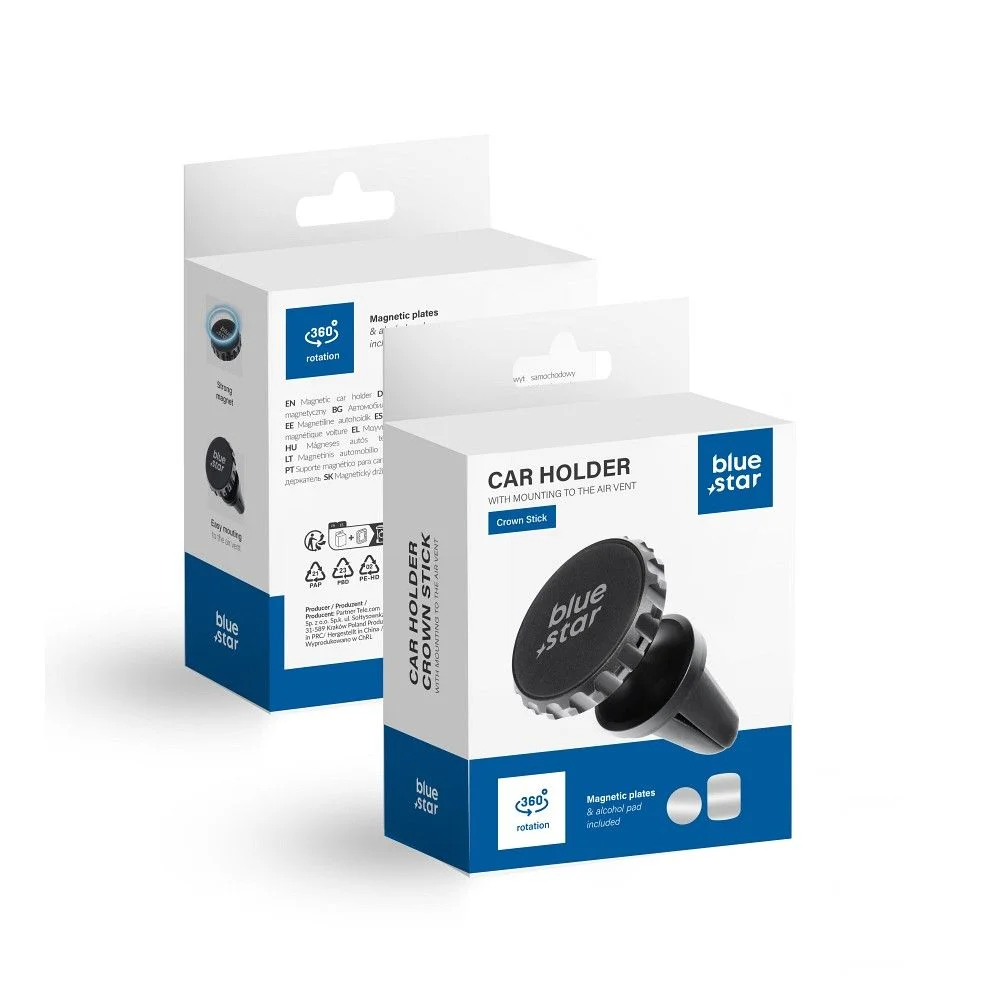 Φωτογραφία προϊόντος: . BLUE STAR CROWN MAGNETIC air vent car holder black
