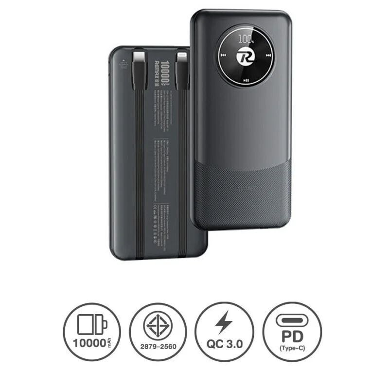 Φωτογραφία προϊόντος: Remax Energy Eye Fast RPP-37 Power Bank 10000mAh με Θύρα USB-A και Θύρα USB-C Power Delivery Μαύρο