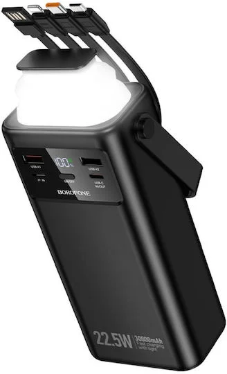 Φωτογραφία προϊόντος: Borofone BJ65 Power Bank 30000mAh 22.5W με 2 Θύρες USB-A και Θύρα USB-C Power Delivery / Quick Charge 3.0 Μαύρο