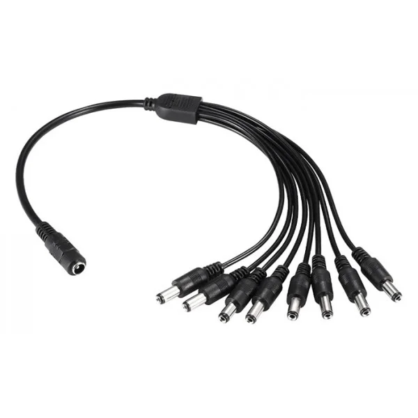 Φωτογραφία προϊόντος: FOLKSAFE splitter DC1F8M, 1 θηλυκό σε 8 αρσενικά, 5.5x2.1mm, 4τμχ