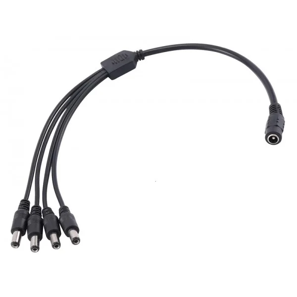 Φωτογραφία προϊόντος: FOLKSAFE splitter DC1F4M, 1 θηλυκό σε 4 αρσενικά, 5.5x2.1mm, 4τμχ