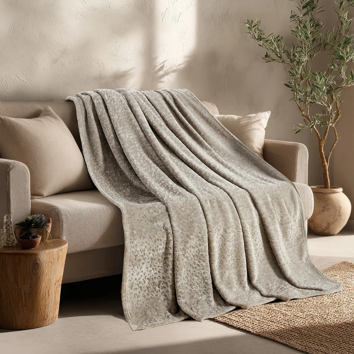 Φωτογραφία προϊόντος: Ριχτάρι Διθέσιο 170x250 Flannel Melinen Giza Greige 100% Πολυέστερ