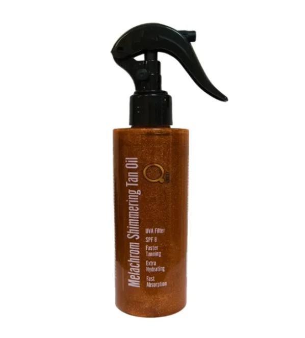 Φωτογραφία προϊόντος: Qure Melachrom Shimmering Tan Oil SPF8 UVA–Λάδι μαυρίσματος με γκλίτερ με ψεκαστήρα για εύκολη εφαρμογή-200ml