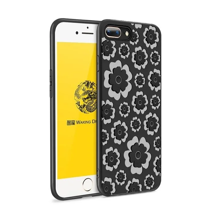 Φωτογραφία προϊόντος: MSVII Θήκη Σιλικόνης Slim Fit Silicone Case Flower Black (iPhone 7 Plus / 8 Plus)