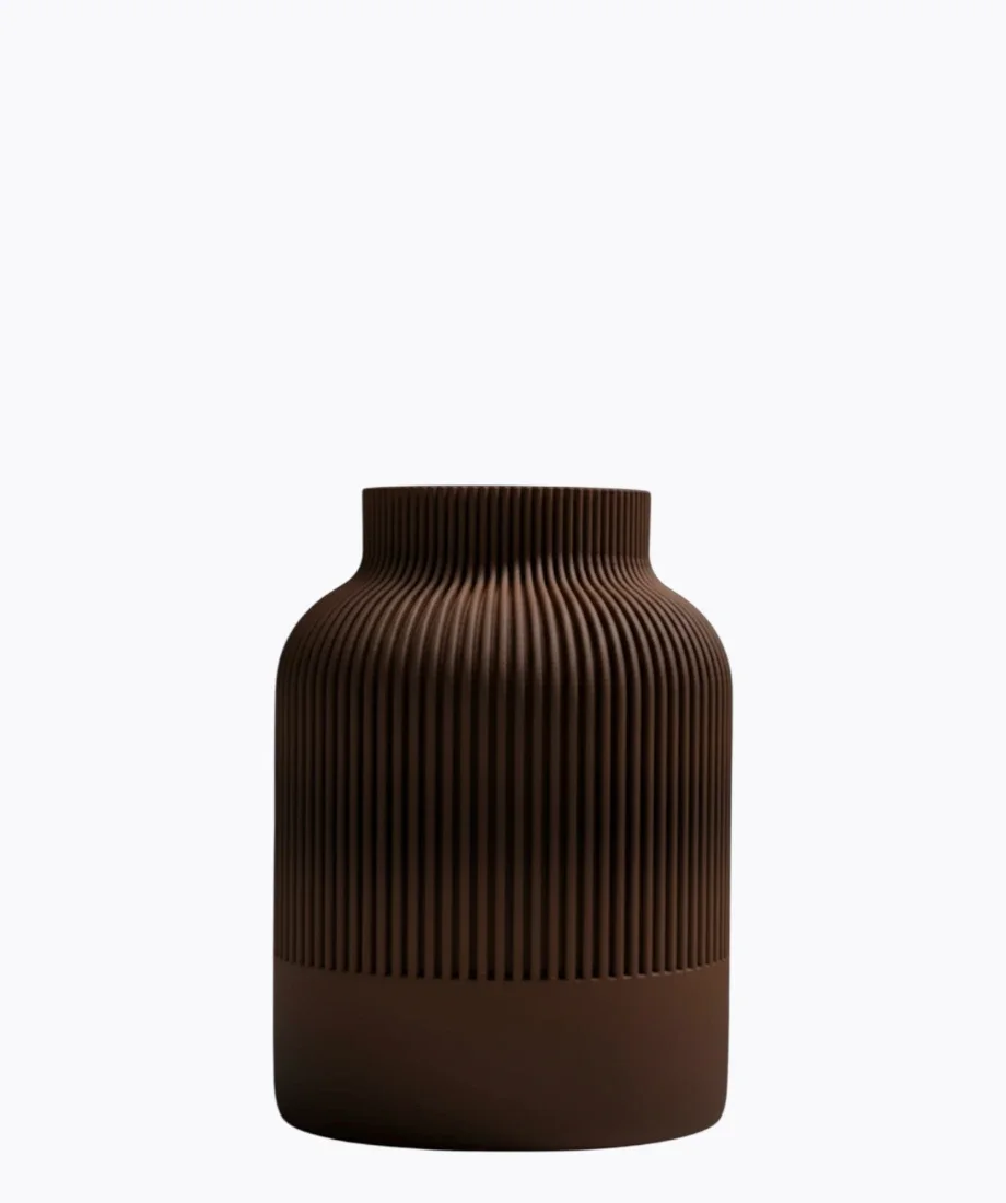 Φωτογραφία προϊόντος: 3D Japandi Vase Matte Μαύρη Σοκολάτα