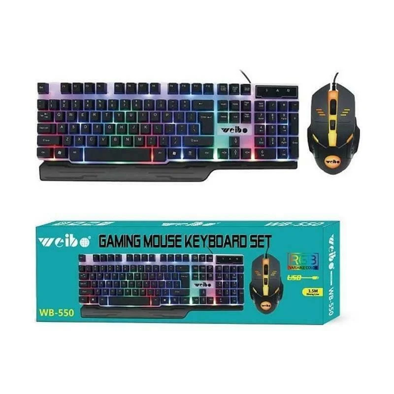 Φωτογραφία προϊόντος: Weibo WB-550 Σετ Gaming Πληκτρολόγιο με RGB φωτισμό + Ποντίκι (Αγγλικό US)