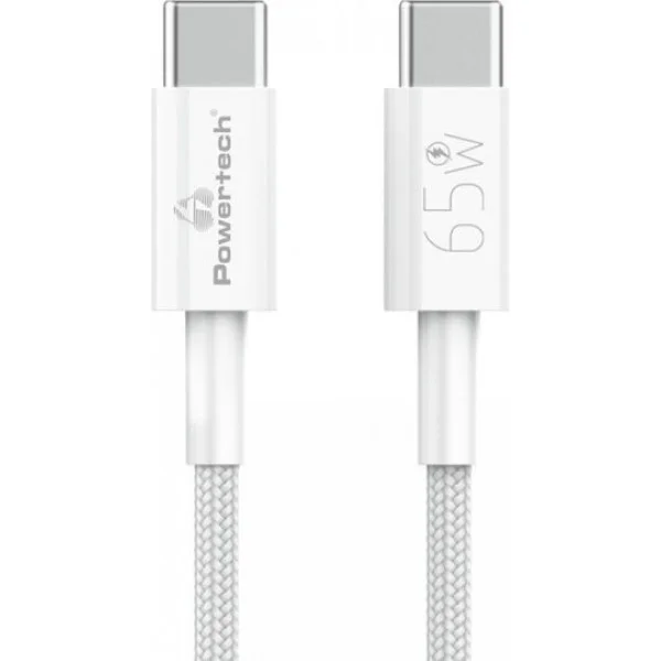 Φωτογραφία προϊόντος: POWERTECH καλώδιο USB-C PTR-0181, 65W, 480Mbps, 1m, λευκό
