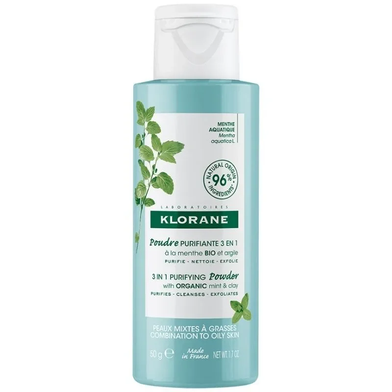 Φωτογραφία προϊόντος: Klorane Aquatic Mint Καθαριστική Πούδρα Με Υδάτινη Μέντα BIO & Άργιλο Για Μικτό-Λιπαρό Δέρμα 50g