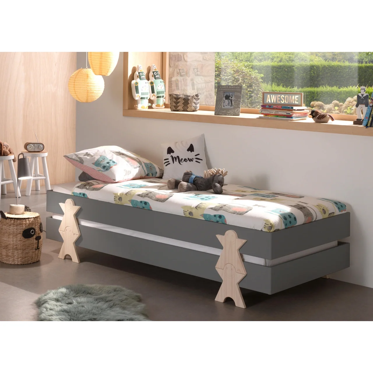Φωτογραφία προϊόντος: Vipack Κρεβάτι Modulo Smile combination Double γκρι - MDF + Ξύλο πεύκου - 204Μx98Πx48Υ