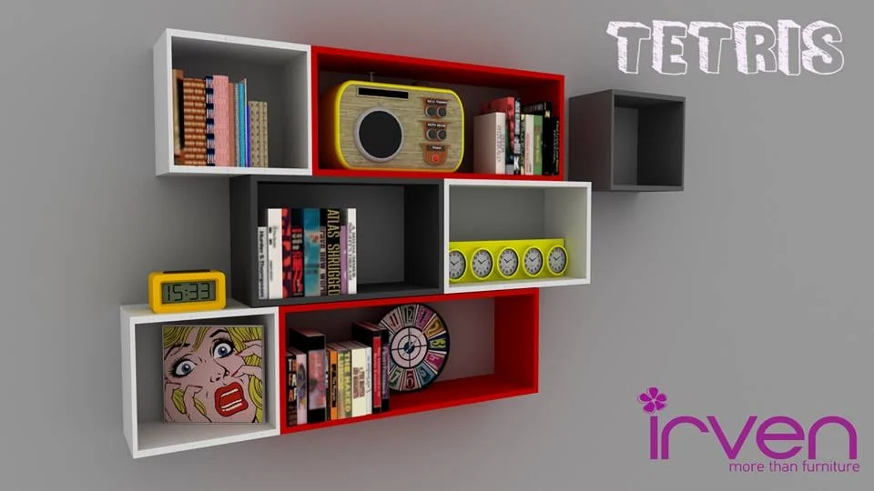 Φωτογραφία προϊόντος: Irven Βιβλιοθήκη τοίχου Tetris 24 - Μελαμίνη - 36Μx24Πx36Υ