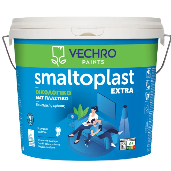Φωτογραφία προϊόντος: Vechro Smaltoplast Extra Πλαστικό Χρώμα Οικολογικό Λευκό 10lt