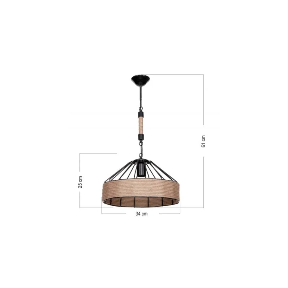 Φωτογραφία προϊόντος: Heronia RIO 1/L ROPE UT-BL ΚΡΕΜΑΣΤΟ ΜΕ ΣΧΟΙΝΙ Ε/27
