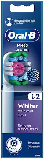 Φωτογραφία προϊόντος: Oral-B Pro 3D White Ανταλλακτικές Κεφαλές για Ηλεκτρική Οδοντόβουρτσα 2τμχ
