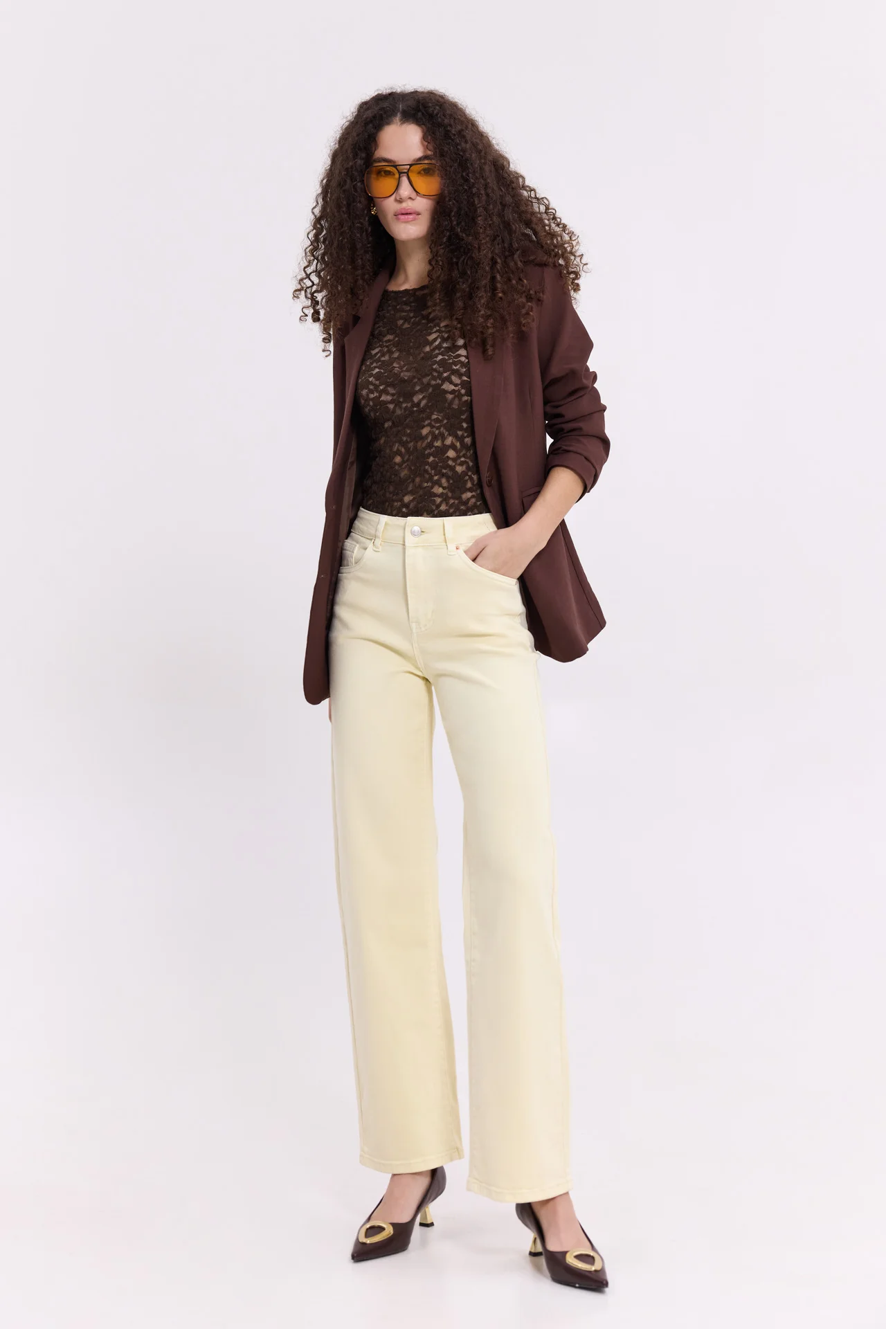 Φωτογραφία προϊόντος: Τζιν Παντελόνι Γυναικείο Ψηλόμεσο Κίτρινο