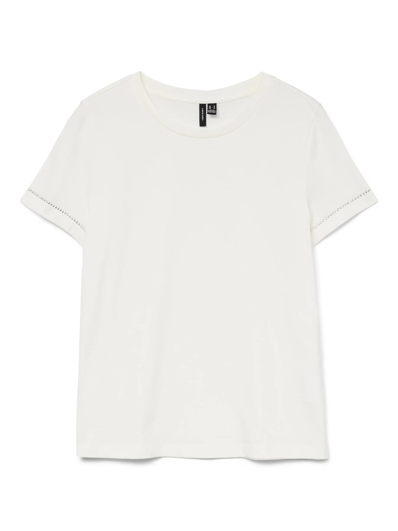 Φωτογραφία προϊόντος: Μπλούζα Γυναικεία T-Shirt με Διακοσμητικά Στρας στα μανίκια Λευκή