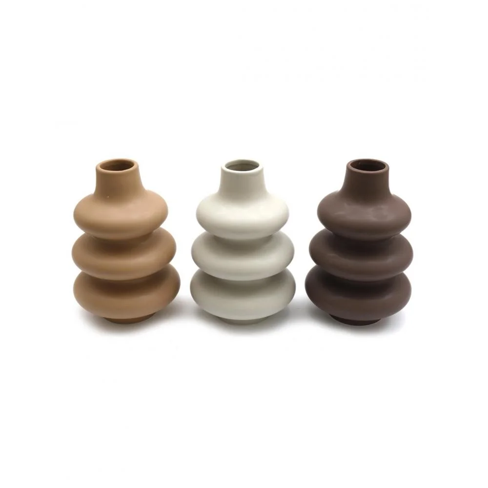 Φωτογραφία προϊόντος: Plastona Βάζο κεραμ.brown ribbed 13X21, 3χρ.καφέ