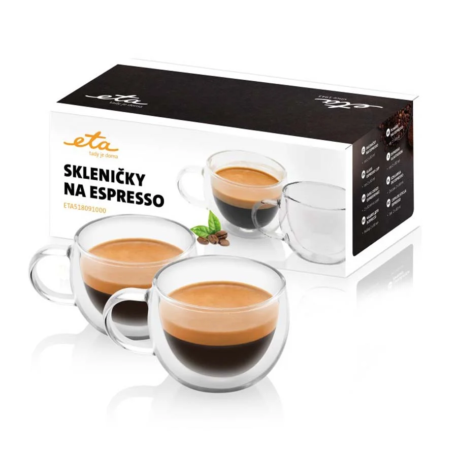 Φωτογραφία προϊόντος: ETA 5180 91000 Σετ Ποτήρια Espresso από βοριοπυριτικό γυαλί 80ml (2τεμ)