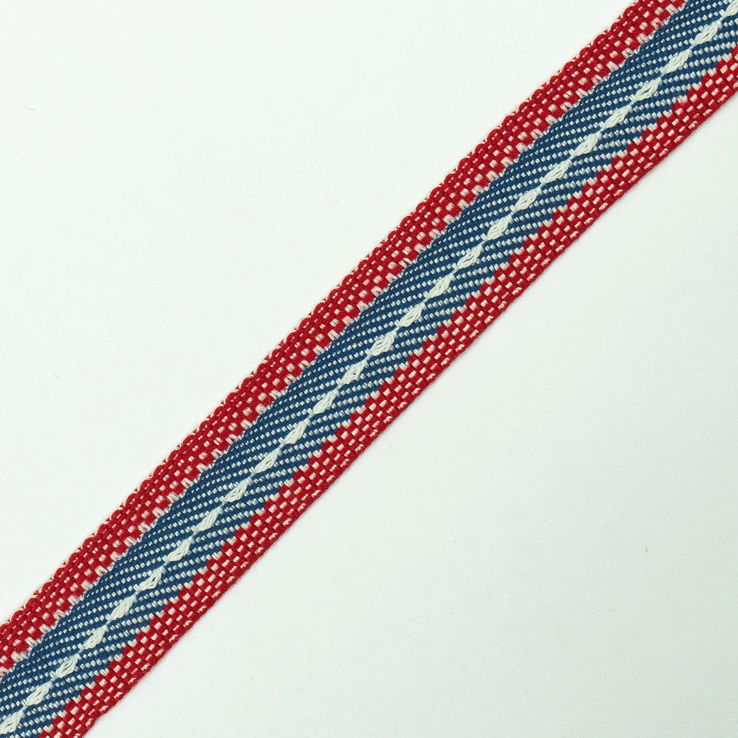 Φωτογραφία προϊόντος: Tape Diagonal Piquet Red - Raf Blue White Stitch 2 Cm